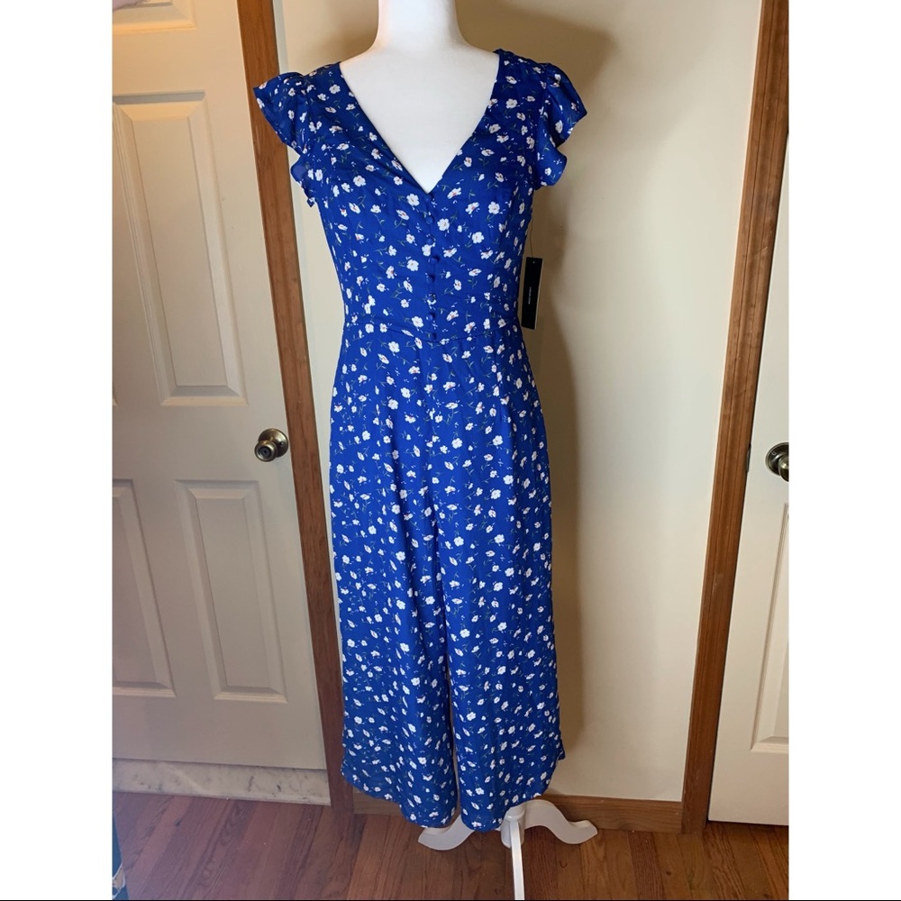 LuLu’s Blue Floral Print Culotte Jumpsuit
